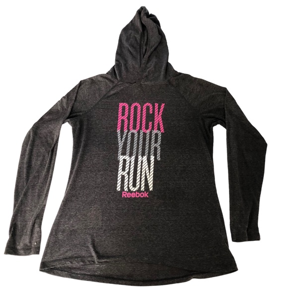 Reebok Lightweight Long sleeves Hoodie SZ M Heather Gray - Picture 3 of 13